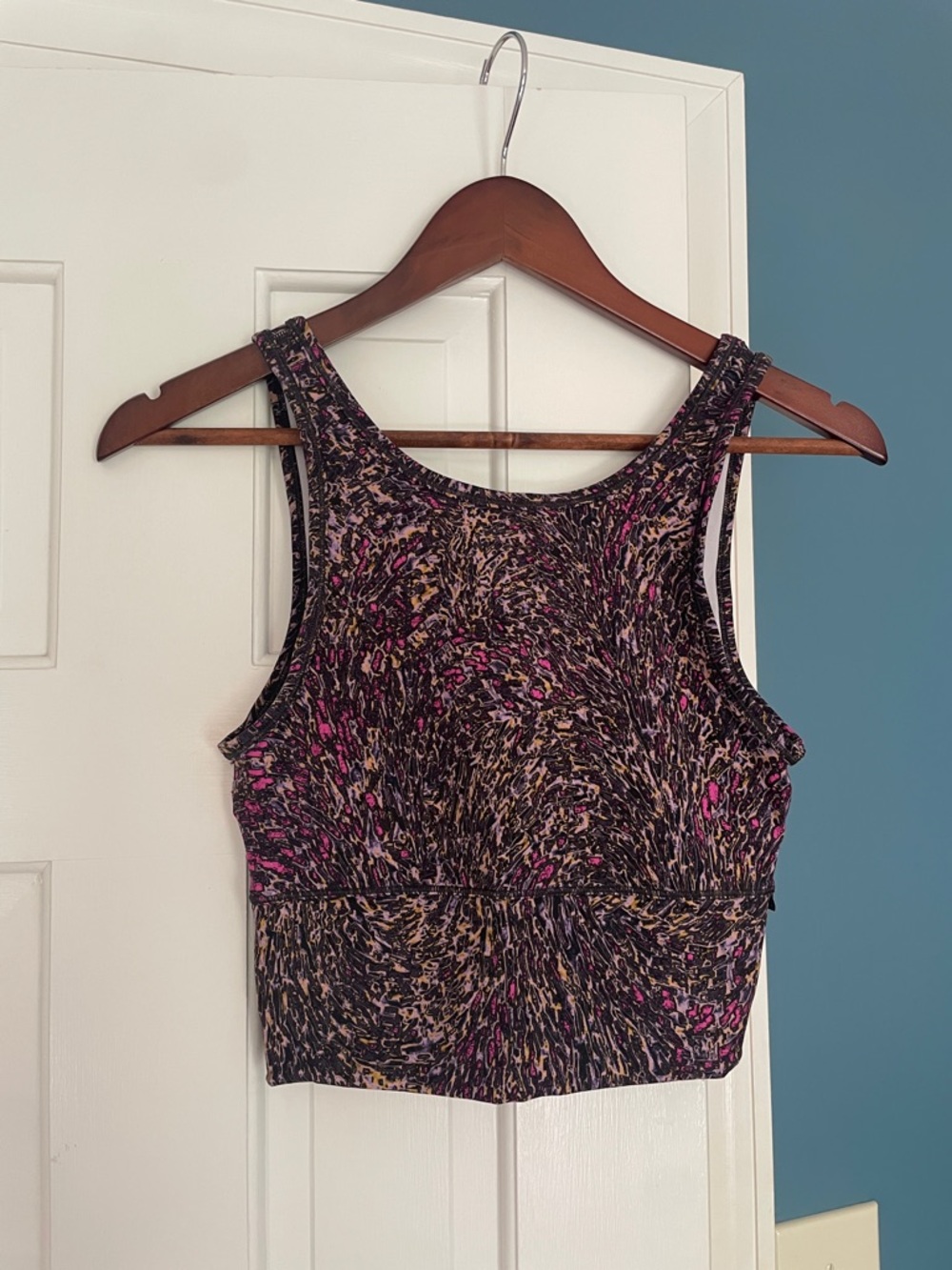 lululemon athletica Black Tank Top with Pink & Tan Speckle Print